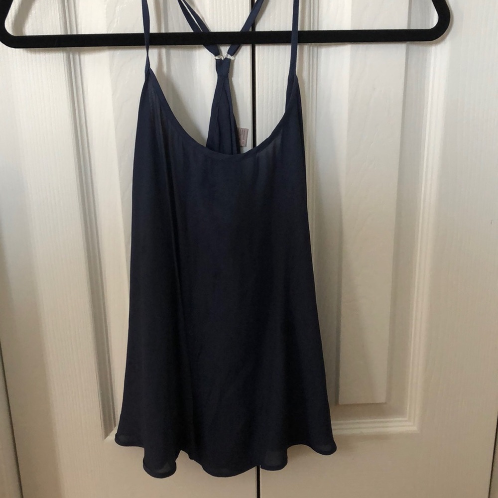 Navy Blue Chiffon Tank